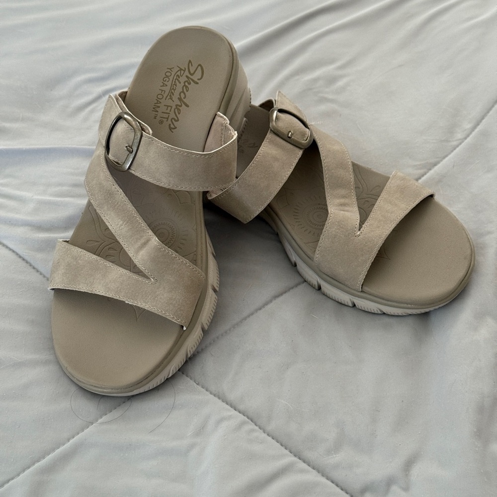 Skechers Tan Sandals with Adjustable Buckle
